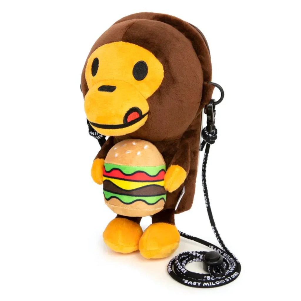 BAPE BABY MILO HAMBURGER PLUSH MOBILE BAG - BROWN (25SS)